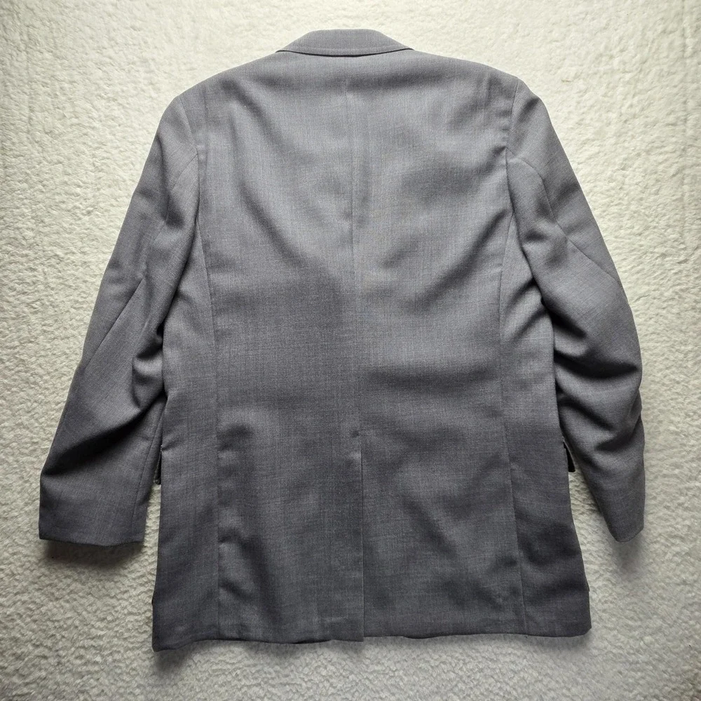Vintage John Weitz By Palm Beach Blazer Mens 48 Gray Gold Buttons Made USA 90s